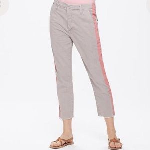 Mother The Shaker Prep Frey Khaki and Pink Stripe Jeans